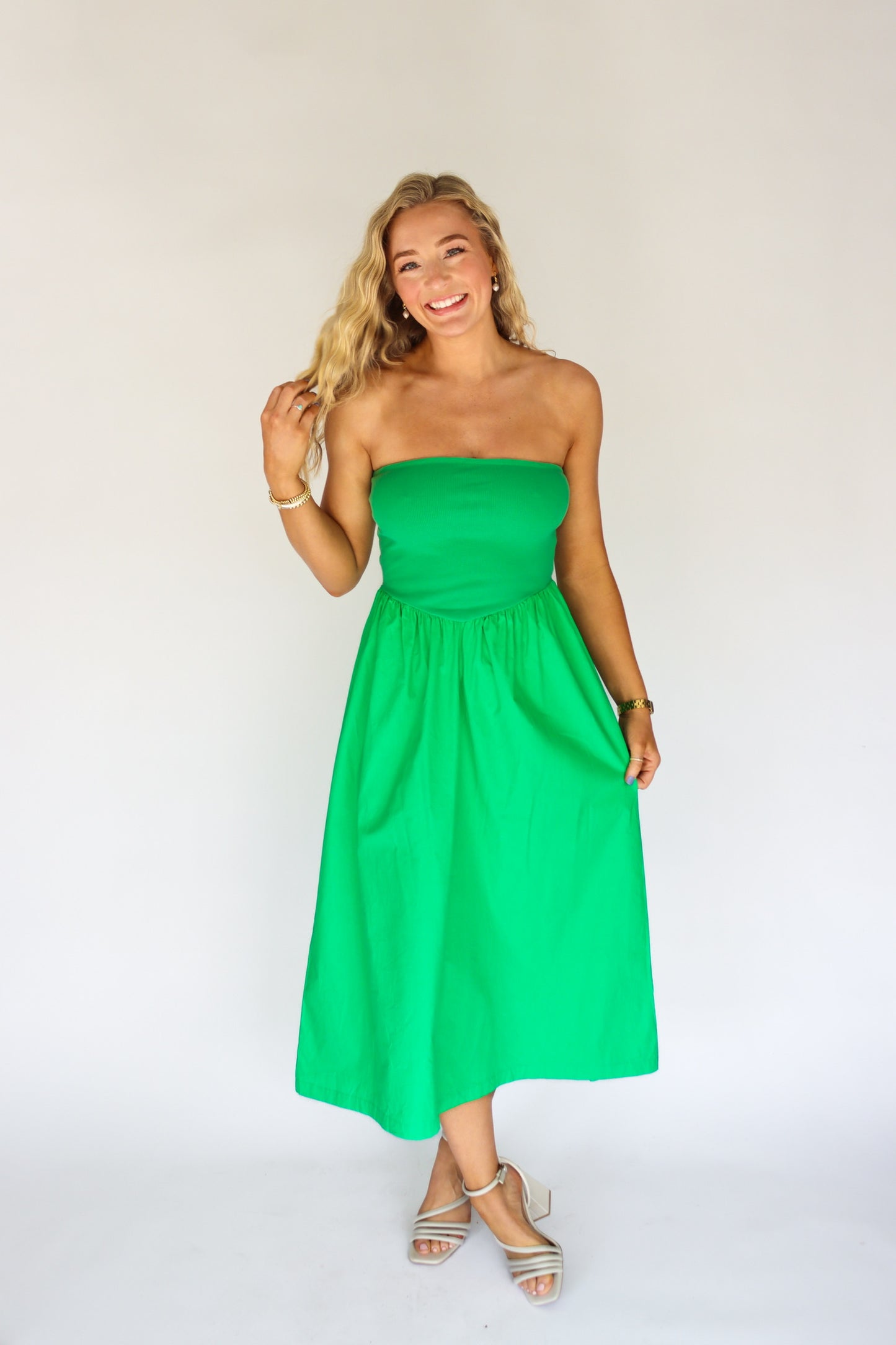 Gabriella Green Strapless Dress