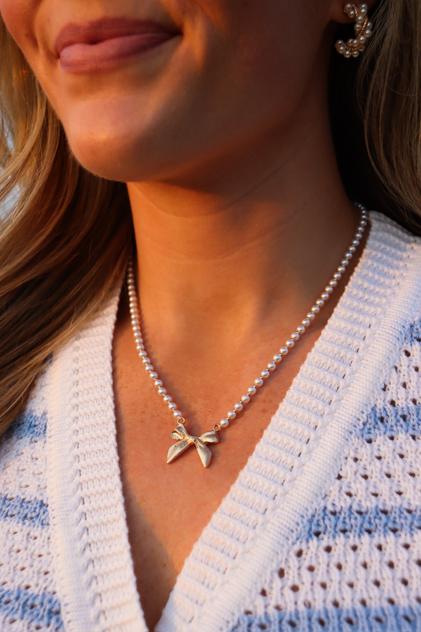Bows + Pearls Necklace