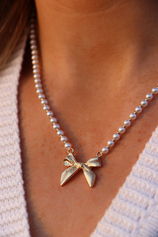 Bows + Pearls Necklace