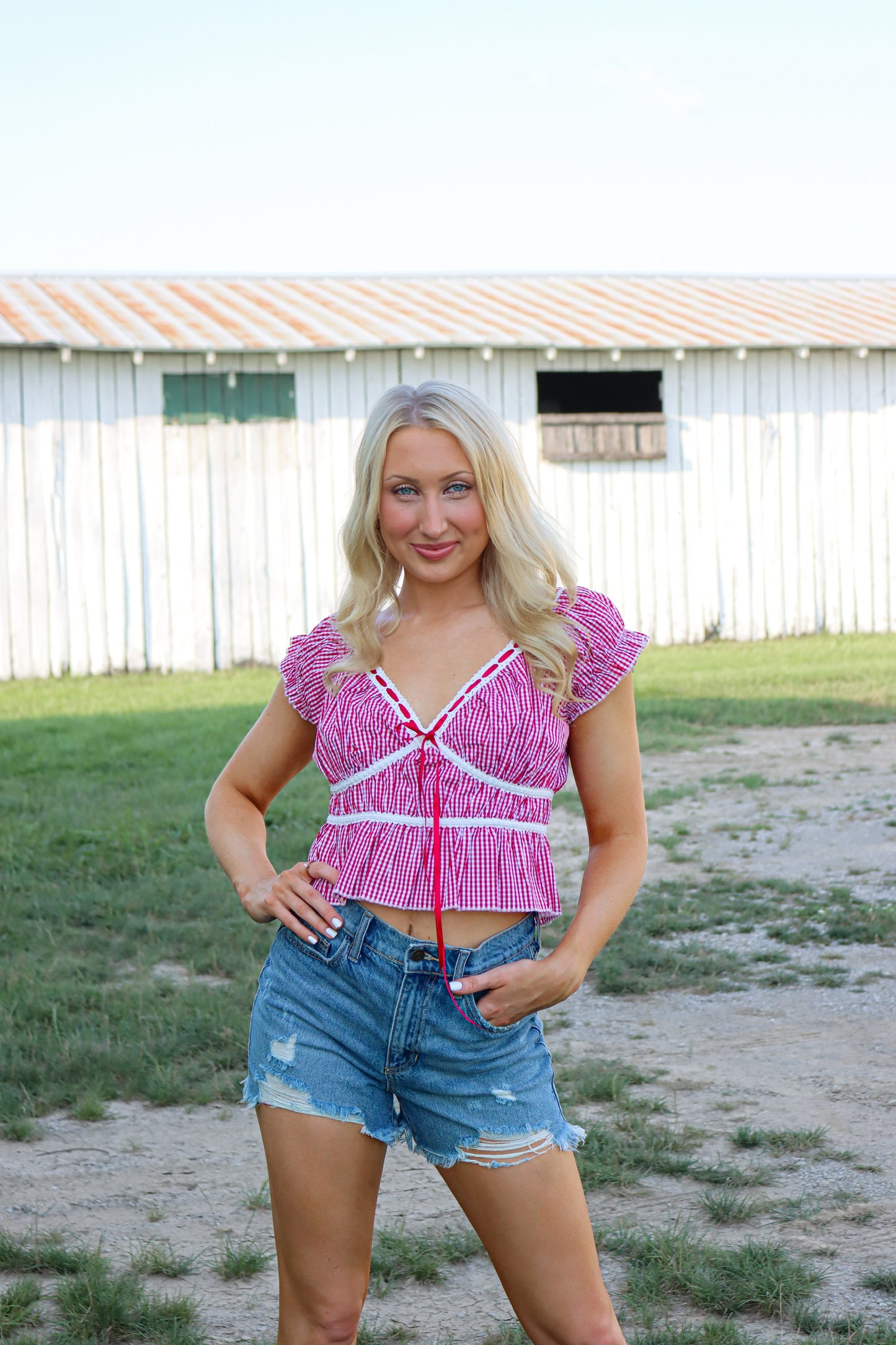 Summer Fun Red Gingham Top