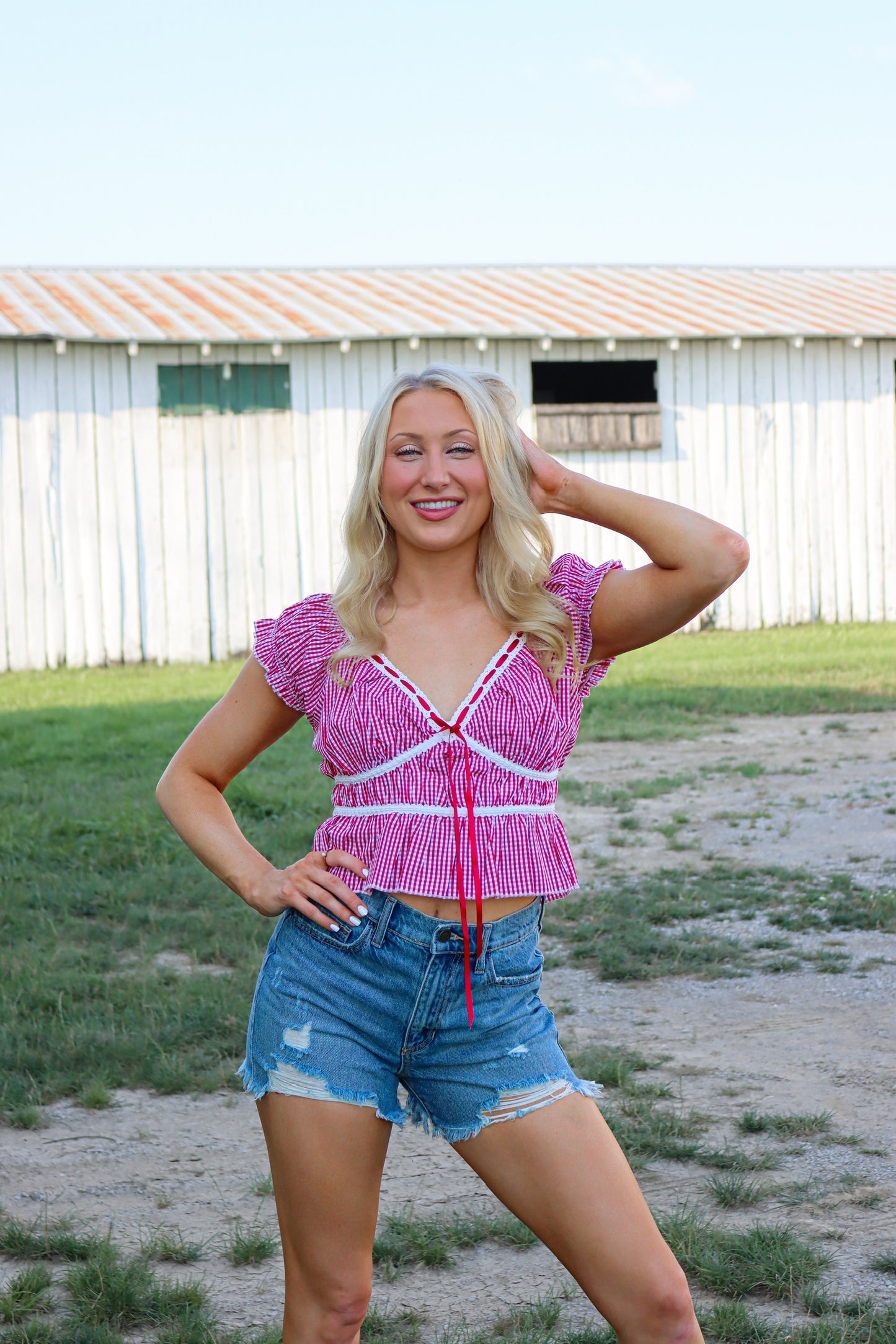 Summer Fun Red Gingham Top