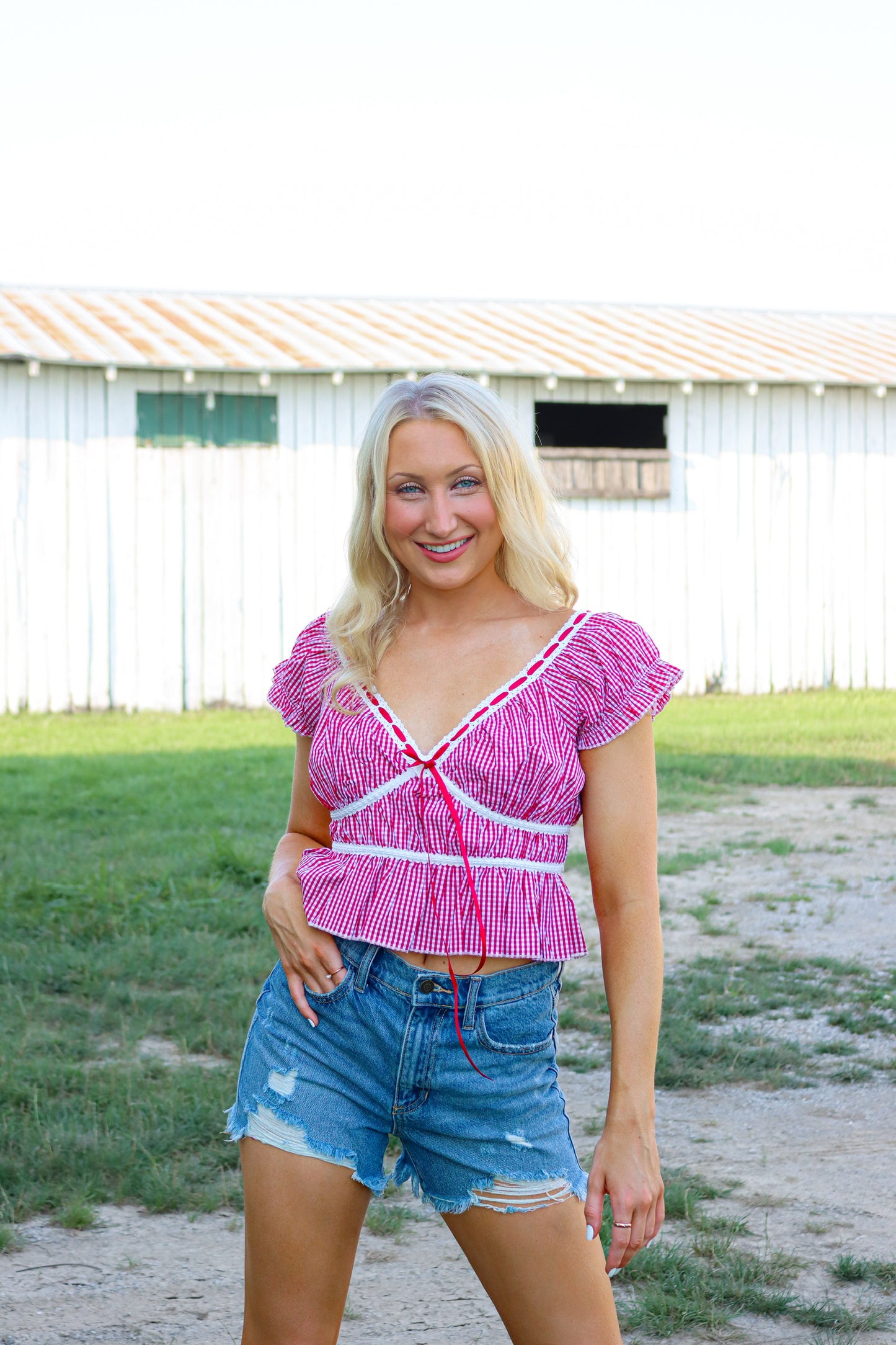 Summer Fun Red Gingham Top