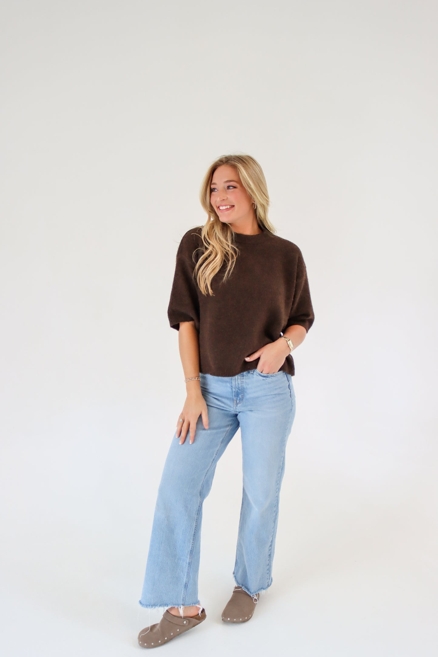 Coffee Date Drop Sleeve Sweater