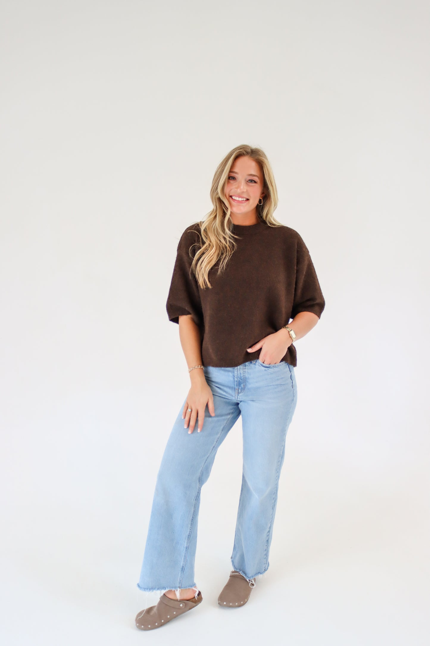 Coffee Date Drop Sleeve Sweater