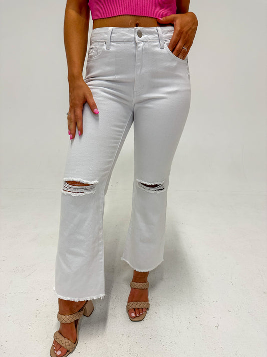 Gabriella Slim Straight White Denim