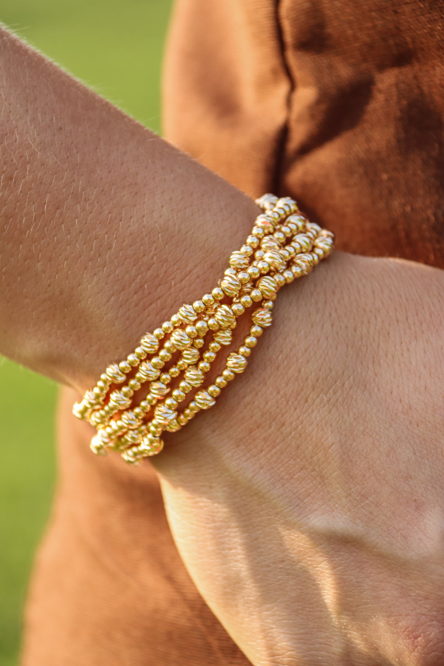 Gold Beaded Bracelet Stack