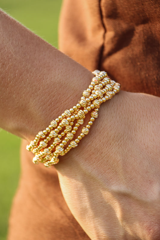 Gold Beaded Bracelet Stack