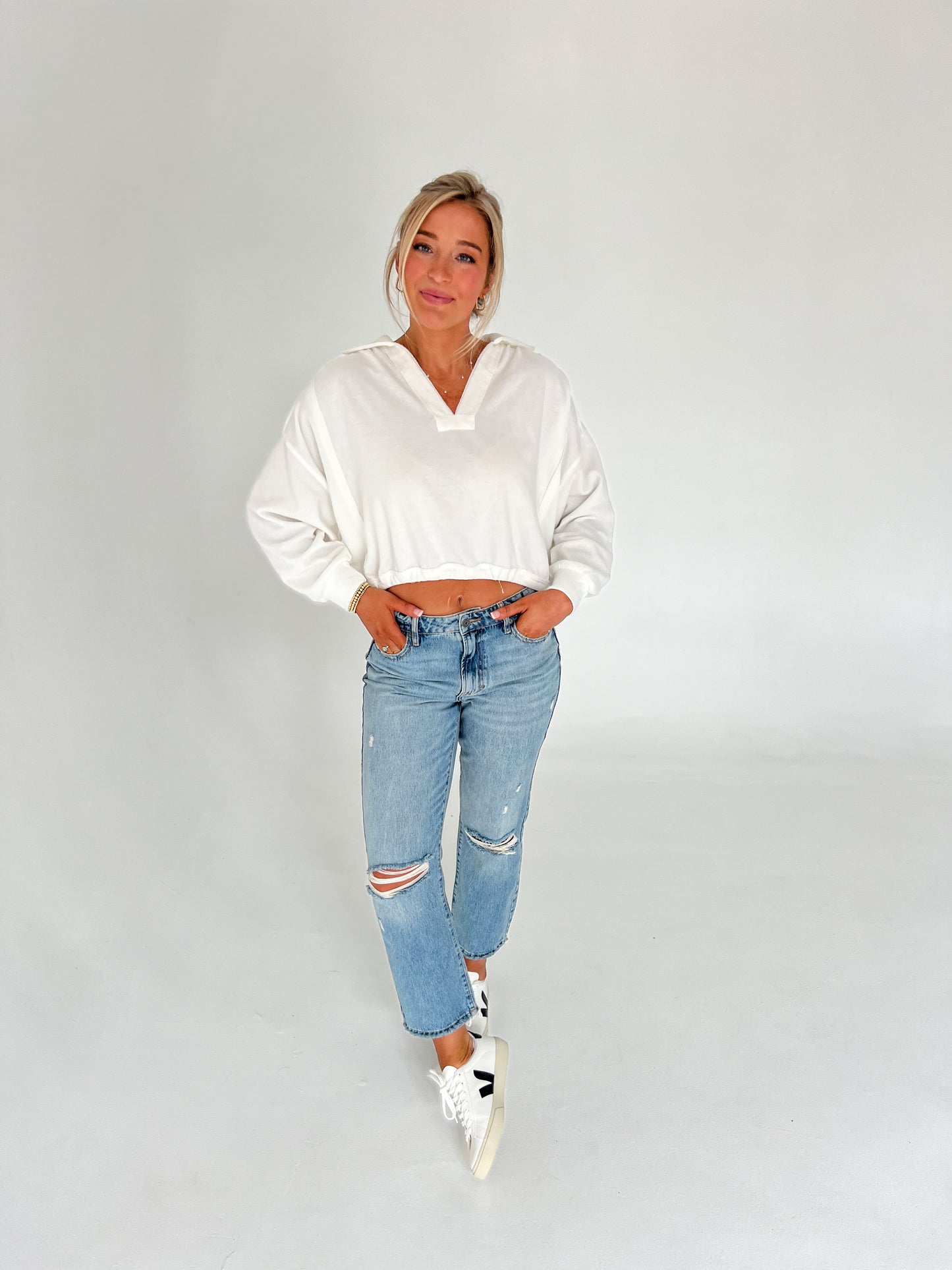 Keep it Casual White V-Neck Top