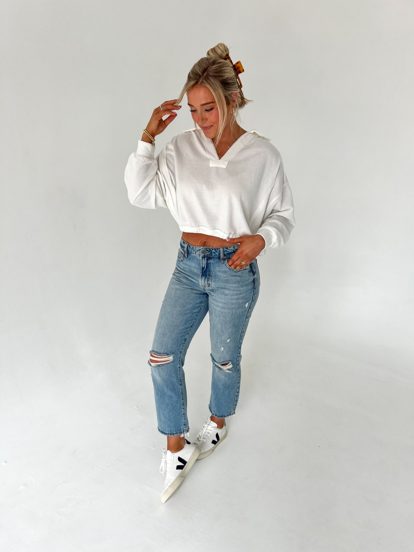 Keep it Casual White V-Neck Top