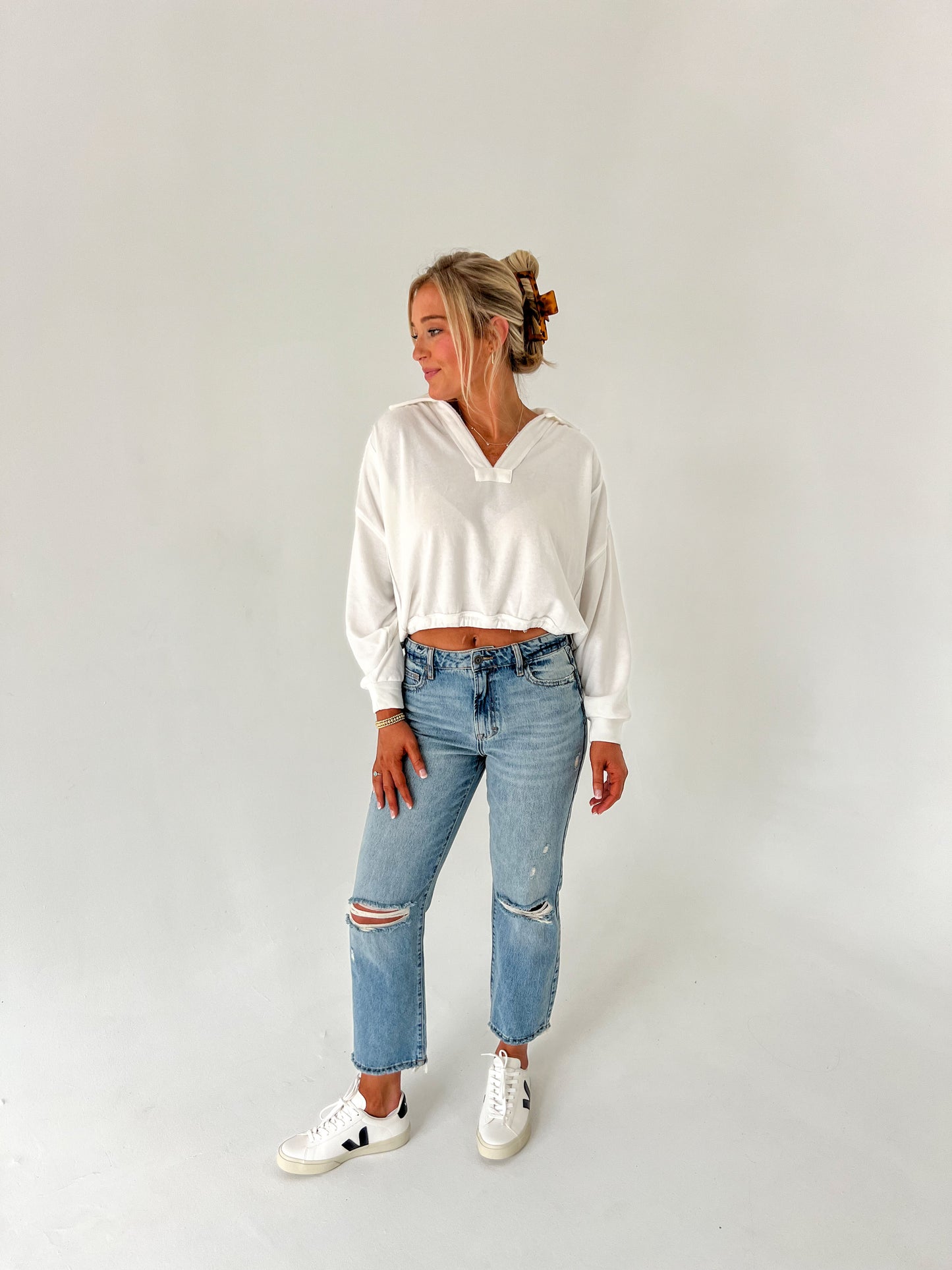 Keep it Casual White V-Neck Top