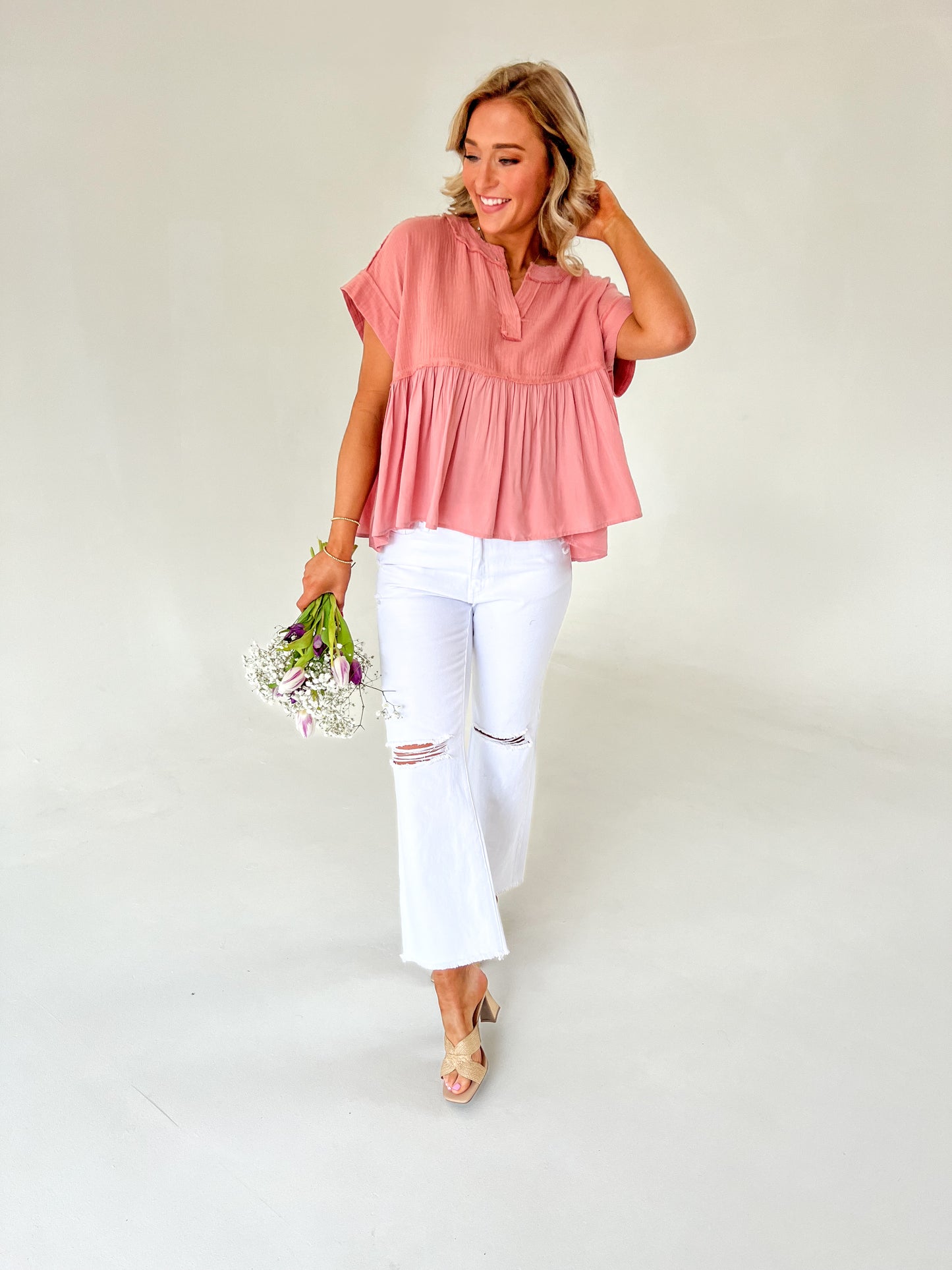 Penny Pink Peplum Top