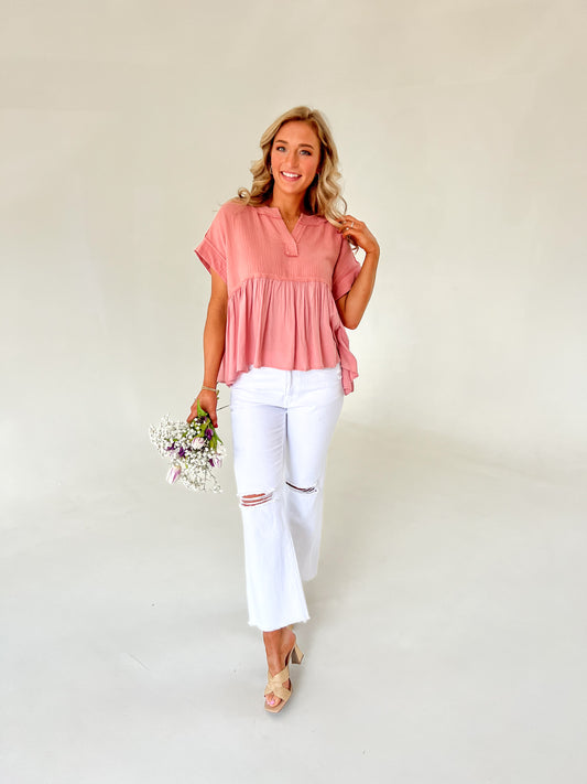 Penny Pink Peplum Top