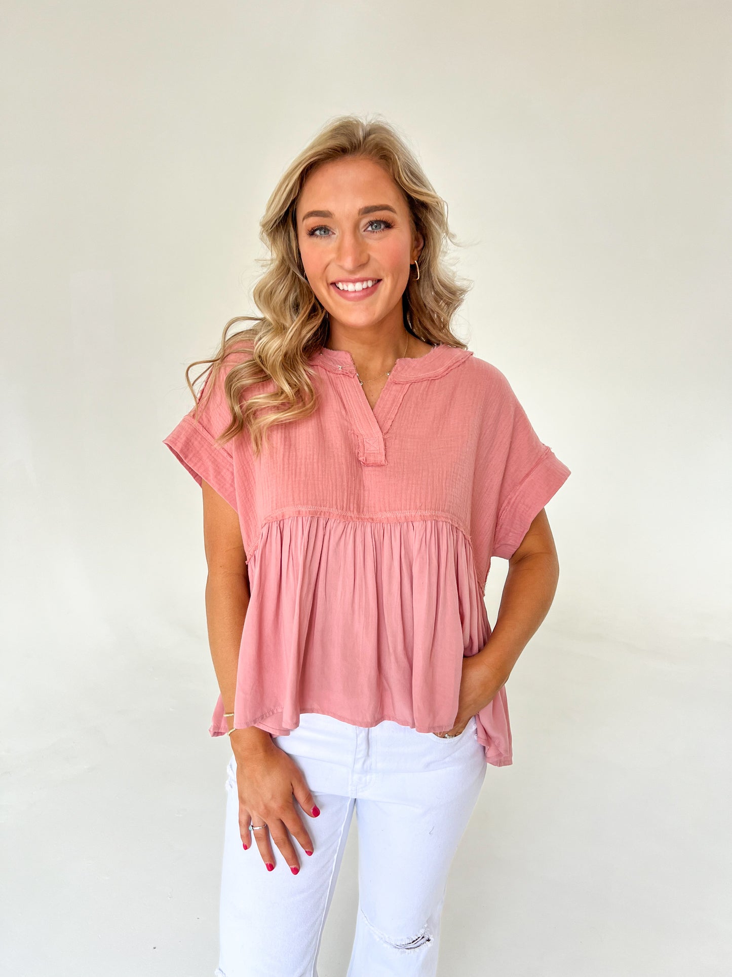 Penny Pink Peplum Top