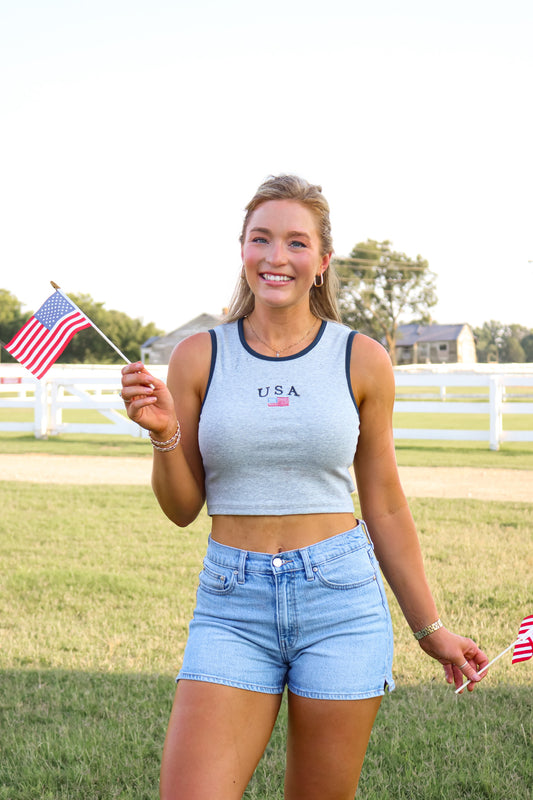 USA Cropped Tank Top